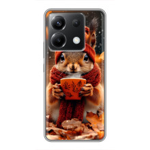 Печатный чехол «Зверята с кофе» для Xiaomi POCO X6 5G – Белка с кофе