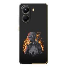Силиконовый чехол с картинкой "Герой Pubg" на Xiaomi POCO X7 Pro – В огне