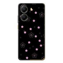 Чохол з розовим принтом для Xiaomi POCO X7 Pro (Рожеві квіти на чорному)