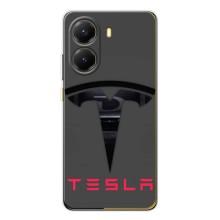 Силиконовый бампер с картинкой машины на Xiaomi POCO X7 Pro – Logo TESLA