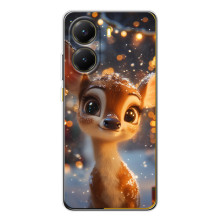 Яркий чехол для Xiaomi POCO X7 Pro с Зимними Оленятами – Оленёнок среди гирлянд