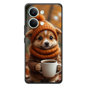 Печатный чехол «Зверята с кофе» для Xiaomi Poco X8 Pro Max – Песик с кофе