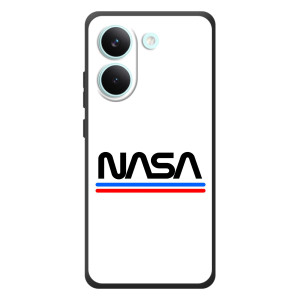 Силиконовый бампер с принтом "Наса" на Xiaomi Poco X8 Pro – NASA на белом фоне