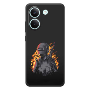 Силиконовый чехол с картинкой "Герой Pubg" на Xiaomi Poco X8 Pro – В огне