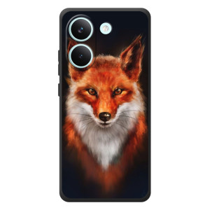 Чехол с принтом лисички на Поко X8 Про – Лиса на черном