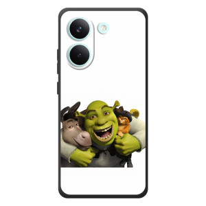 Печатный чехол с принтом Шрек для Xiaomi Poco X8 Pro – Шрек осел и кот