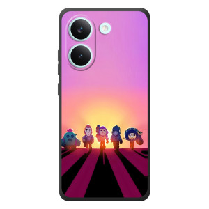 Силиконовый Чехол на Xiaomi Poco X8 Pro с картинкой Brawl Stars (Персонажи в закате)