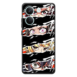 Силиконовые чехлы с глазами Anime для :Xiaomi Поко X8 Про – Глаза на чорном