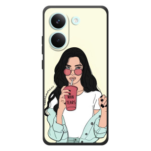 Силиконовый Чехол на Xiaomi Poco X8 Pro с картинкой Стильных Девушек (С напитком)