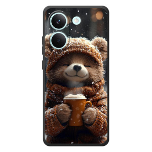 Печатный чехол «Зверята с кофе» для Xiaomi Poco X8 Pro – Мишка с кофе