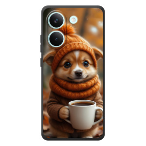 Печатный чехол «Зверята с кофе» для Xiaomi Poco X8 Pro – Песик с кофе