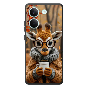 Печатный чехол «Зверята с кофе» для Xiaomi Poco X8 Pro – Жираф с кофе