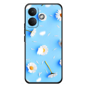 Чехол с Цветами для Xiaomi Poco X8 (ромашки на голубом)