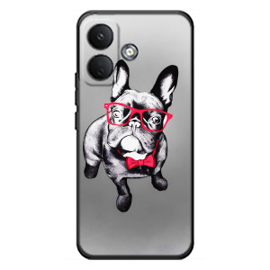 Чехол (ТПУ) Милые собачки для Xiaomi Poco X8 – Бульдог в очках