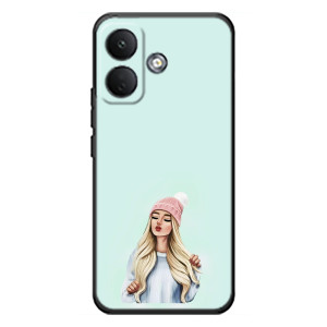 Силиконовый Чехол на Xiaomi Poco X8 с картинкой Стильных Девушек – В шапке