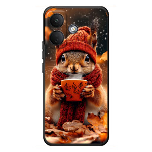 Печатный чехол «Зверята с кофе» для Xiaomi Poco X8 – Белка с кофе