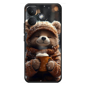 Печатный чехол «Зверята с кофе» для Xiaomi Poco X8 – Медвежонок с кофе