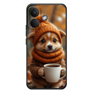 Печатный чехол «Зверята с кофе» для Xiaomi Poco X8 – Собачка с кофе