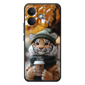 Печатный чехол «Зверята с кофе» для Xiaomi Poco X8 – Тигр с кофе