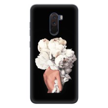 Чехлы (ART) Цветы на Xiaomi POCO F1 (VPrint) (Белые цветы)