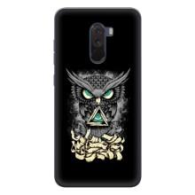 Чехлы с принтом СОВЫ для Xiaomi POCO F1 – Зеленые глаза