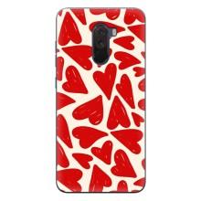 Чехлы с тематикой "Маленькие Сердечки" на Xiaomi POCO F1 (Красные сердечка)