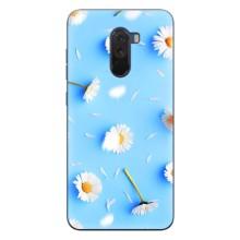 Чехол с Цветами для Xiaomi POCO F1 (ромашки на голубом)