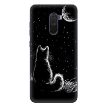 Чехол с принтом для Xiaomi POCO F1 (AlphaPrint) Модные коты – Котик и луна