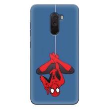 Чехол Супергерой Человека Паука на Xiaomi POCO F1 – На паутине