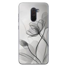 Чехол с цветочным принтом на Поко Ф1 – Черные цветы