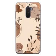 Чехол с цветочным принтом на Поко Ф1 – Коричневые цветы