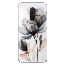 Чехол с цветочным принтом на Поко Ф1 – Цветы на белом