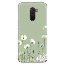 Чехол с цветочным принтом на Поко Ф1 – Цветы на зеленом