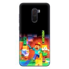 Чехлы для Xiaomi POCO F1 (Персонажи Майн Крафт) (Герой Майнкрафт)