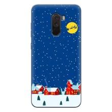 Силиконовый бампер на рождество для Xiaomi POCO F1 (Город в снегу)