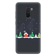 Силиконовый бампер на рождество для Xiaomi POCO F1 (Город зимний)
