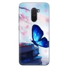 Силиконовый бампер с картинкой животных для Xiaomi POCO F1 – Бабочка синяя
