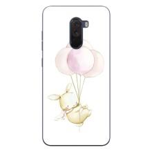 Силиконовый бампер с картинкой животных для Xiaomi POCO F1 – Кролик и шарики