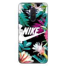 Силиконовый Чехол на Xiaomi POCO F1 с картинкой Nike (Цветочный Nike)