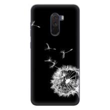 Силиконовый Чехол с одуванчиками на Xiaomi POCO F1 – Одуванчик на чёрном