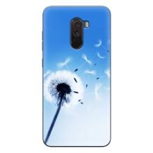 Силиконовый Чехол с одуванчиками на Xiaomi POCO F1 – Одуванчик на голубом