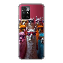 Чехол с принтом стильные животные для Редми 10 (Ламы в очках)