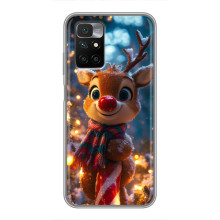 Яркий чехол для Xiaomi Redmi 10 с Зимними Оленятами – Олень в шарфе