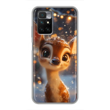 Яркий чехол для Xiaomi Redmi 10 с Зимними Оленятами – Оленёнок среди гирлянд