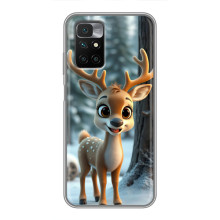 Яркий чехол для Xiaomi Redmi 10 с Зимними Оленятами – Оленёнок в лесу