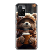 Печатный чехол «Зверята с кофе» для Xiaomi Redmi 10 – Мишка с кофе