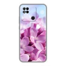 Силиконовый бампер с принтом (цветочки) на Редми 10а (Сиреневые цветы)