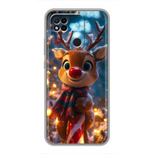 Яркий чехол для Xiaomi Redmi 10A с Зимними Оленятами – Олень в шарфе