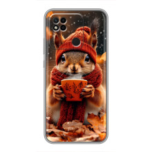 Печатный чехол «Зверята с кофе» для Xiaomi Redmi 10A – Белка с кофе
