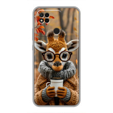 Печатный чехол «Зверята с кофе» для Xiaomi Redmi 10A – Жираф с кофе